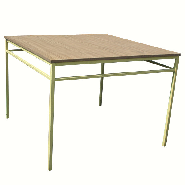 Vintage metal card, game, and breakfast table with retro style