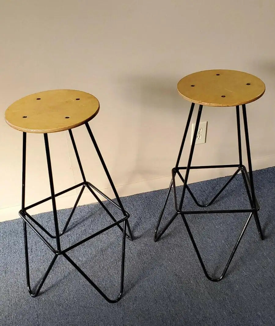 Vintage metal hairpin leg stool for home