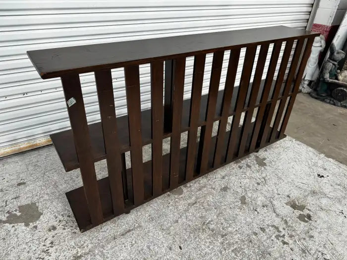craftsman style walnut bookcase open tier shelving