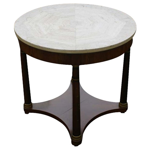 Antique style marble and mahogany accent table in French Empire design