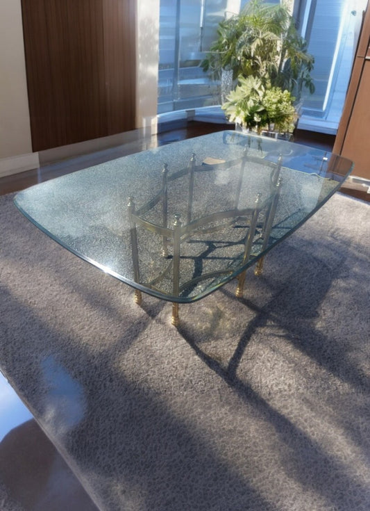 Maison Bagues neoclassical style brass and glass dining table