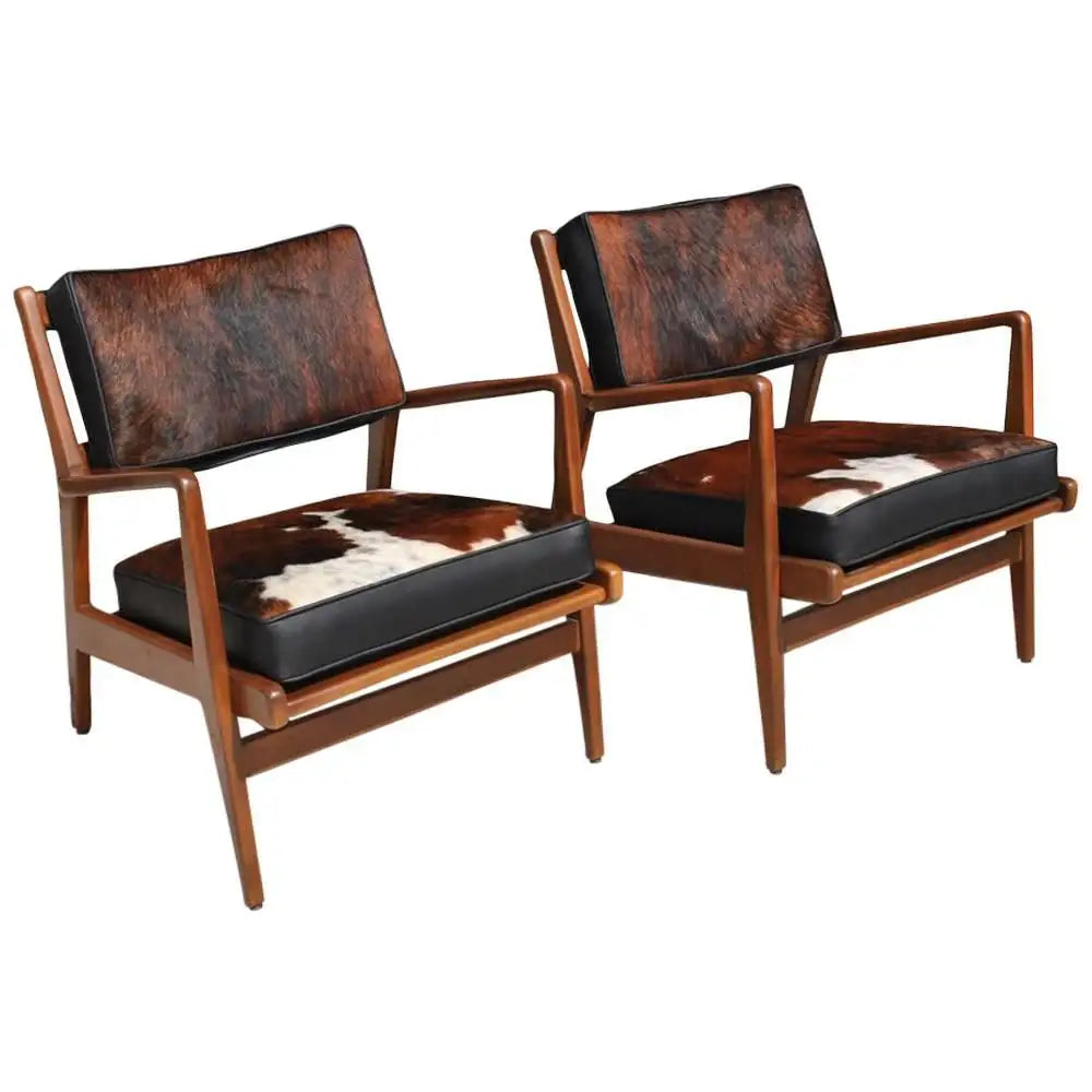 Pair Vintage Mid Century Restored Jens Risom Lounge Chairs
