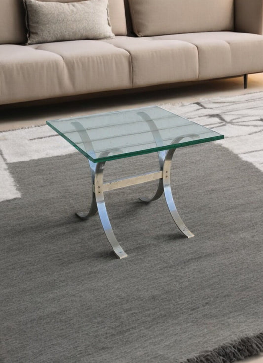 Modern chrome and glass table by Ronald Schmitt
