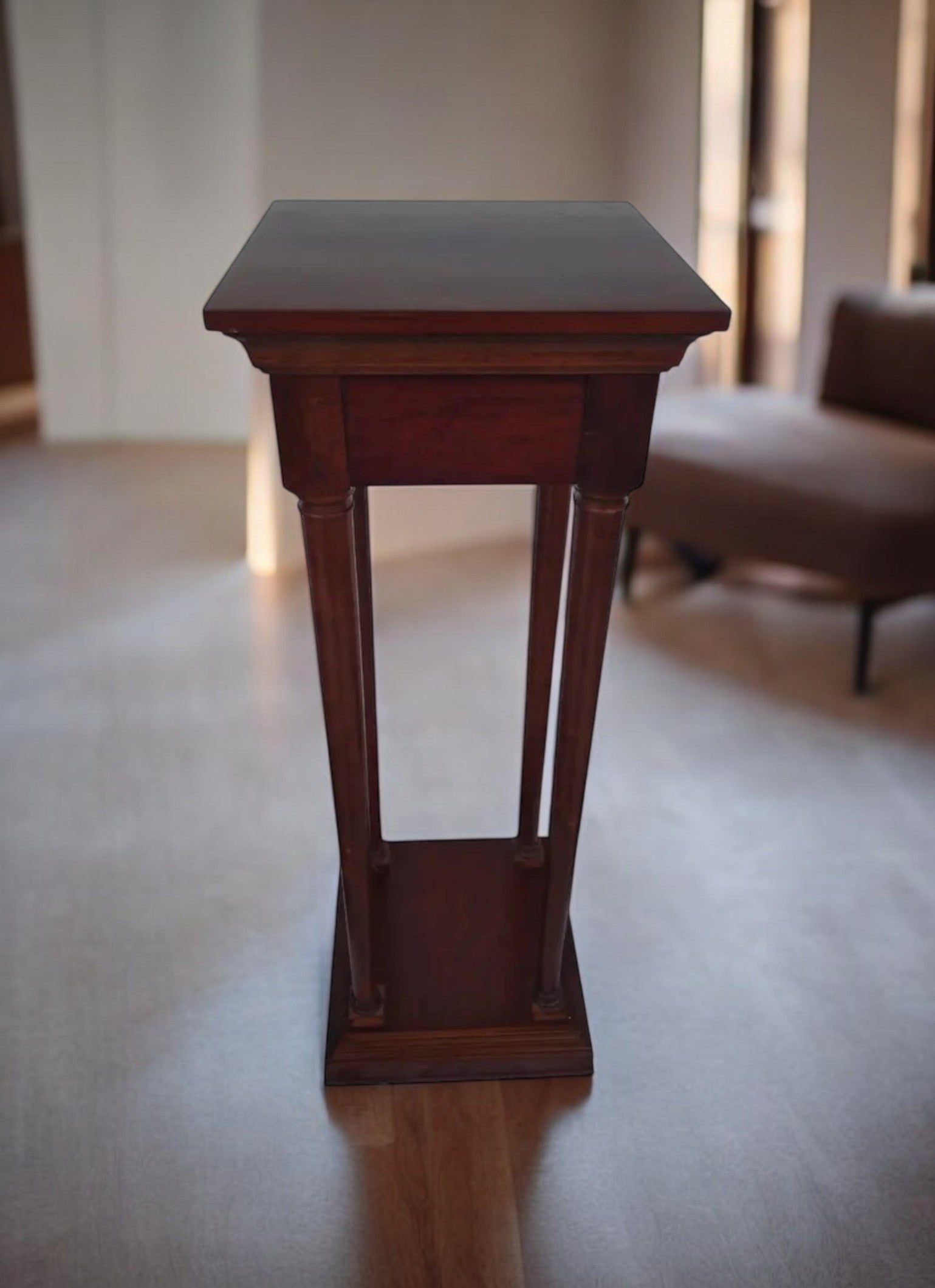 Neoclassical mahogany square pedestal