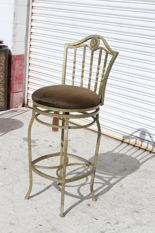 Metal Green upholstered Swivel Bar stools
