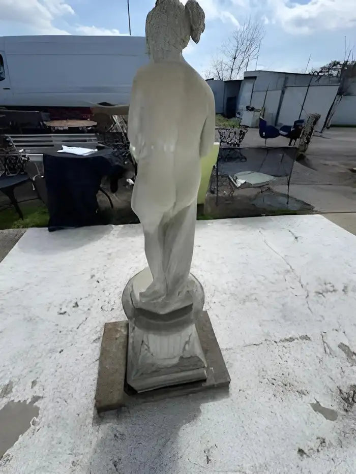 Shy Venus classical sculpture with pedestal