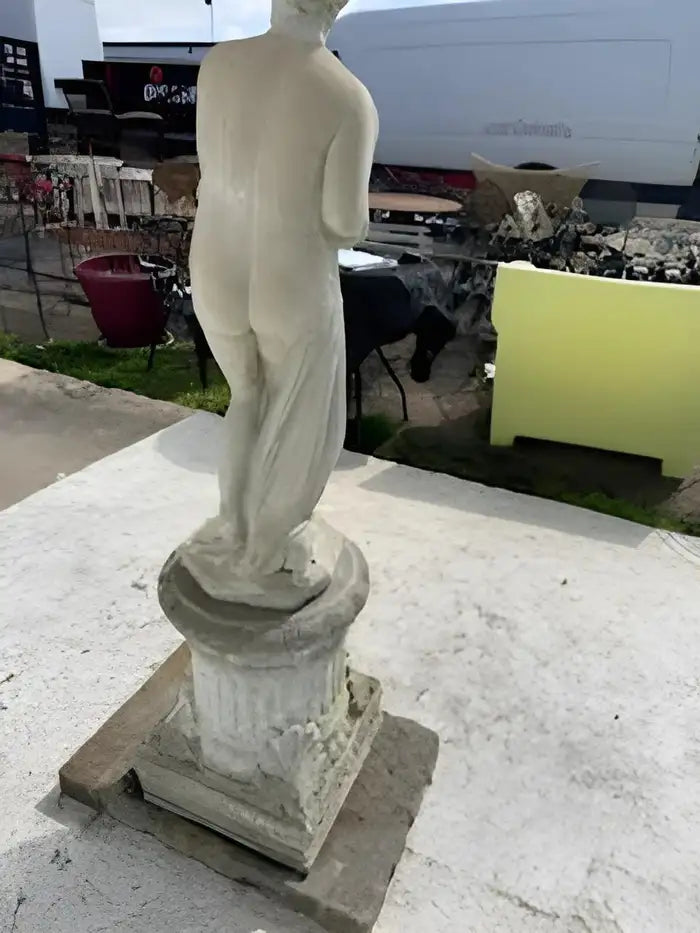 Shy Venus classical sculpture with pedestal