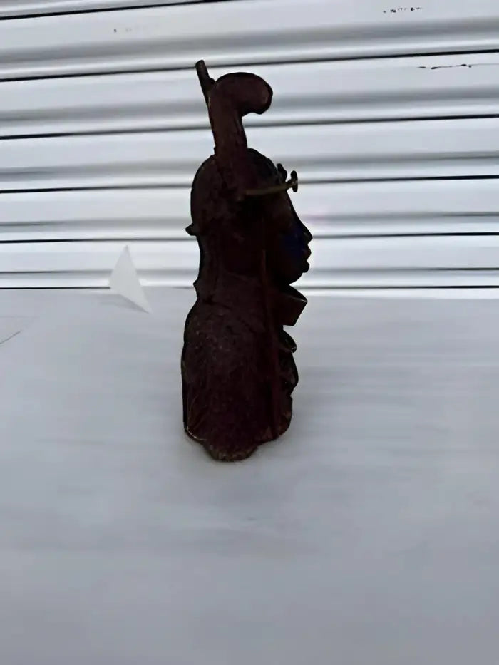 Benin brass aba ancestral head sculpture