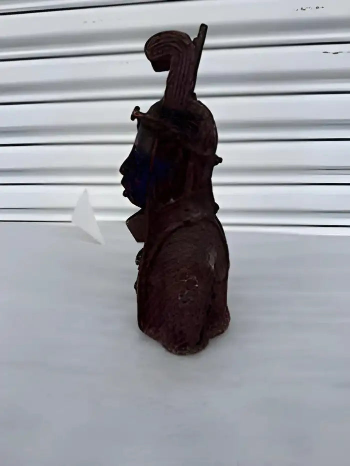 Benin brass aba ancestral head sculpture