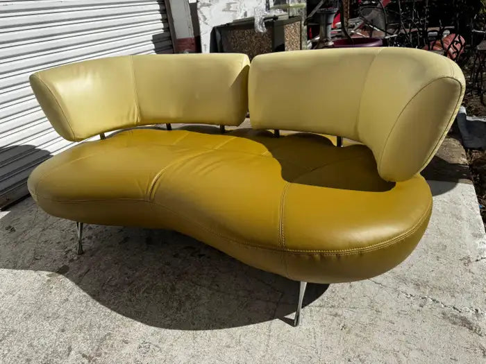 1980s sculptural leather sofa statement seating