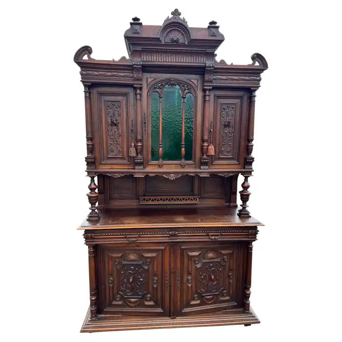 renaissance revival buffet carved wood storage cabinet