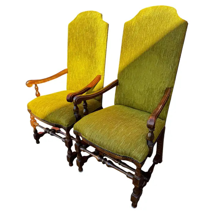 19th century carved oak elbow chairs