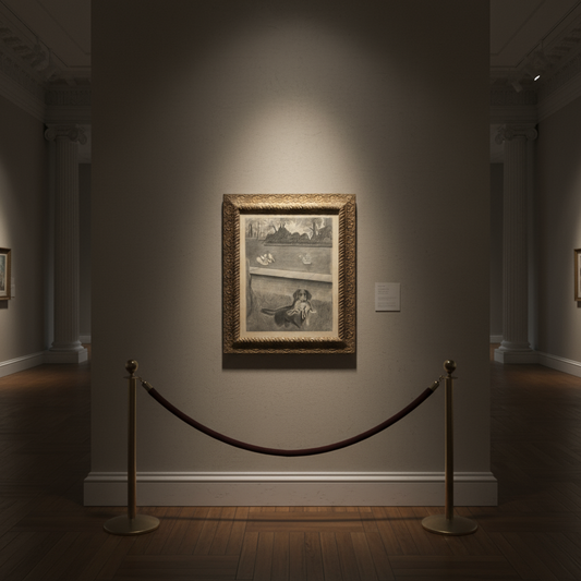 19th century dog and rabbit pencil drawing by John Brightman-Crockett