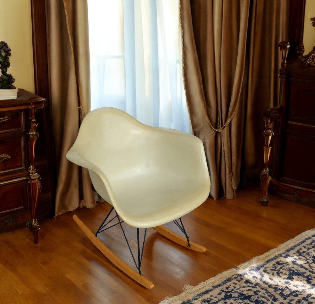 1 Herman Miller Parchment Shell Fiberglass RAR Rocker by Eames
