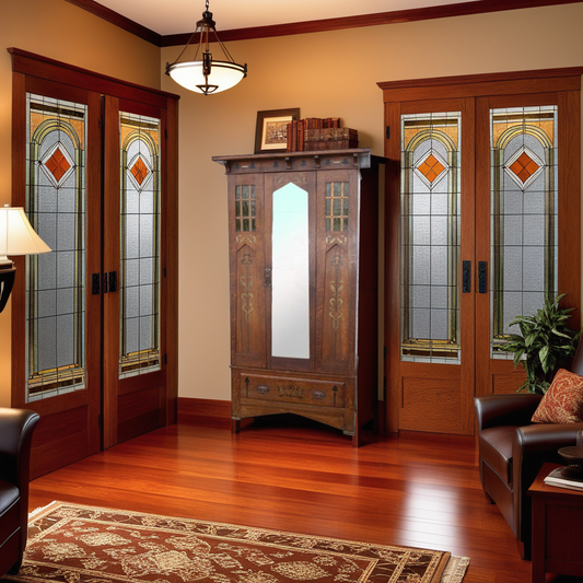 6FT Arts and Crafts Mission oak armoire