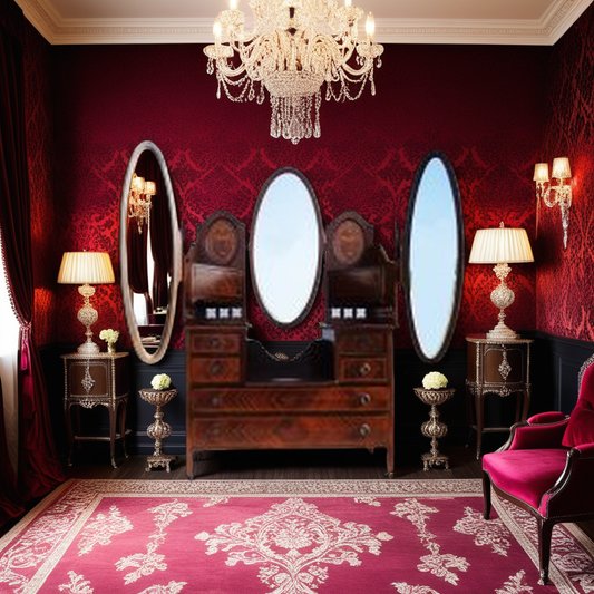 vintage Victorian 3-mirror vanity with glove boxes