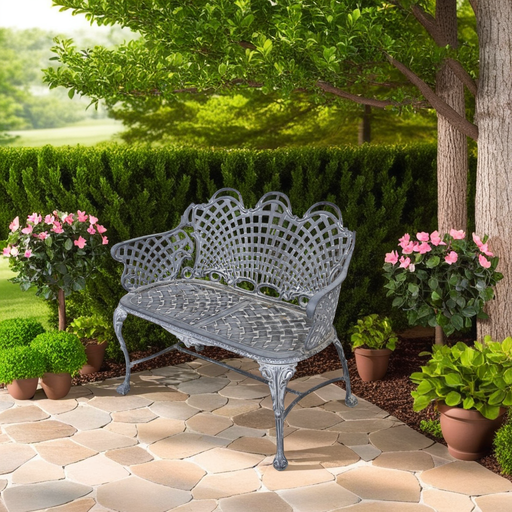 Basketweave Cast Aluminum Triple Arch Settee (MS10895)