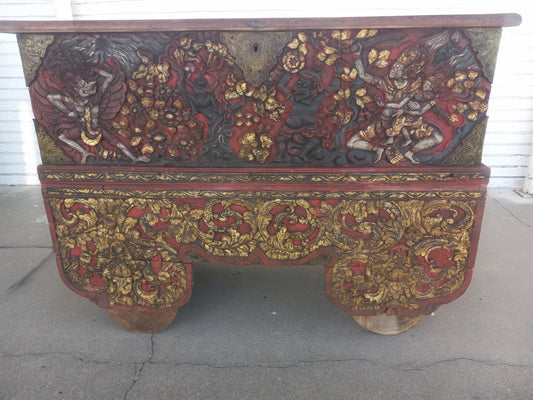 Antique gilded wedding coffer with ornate design