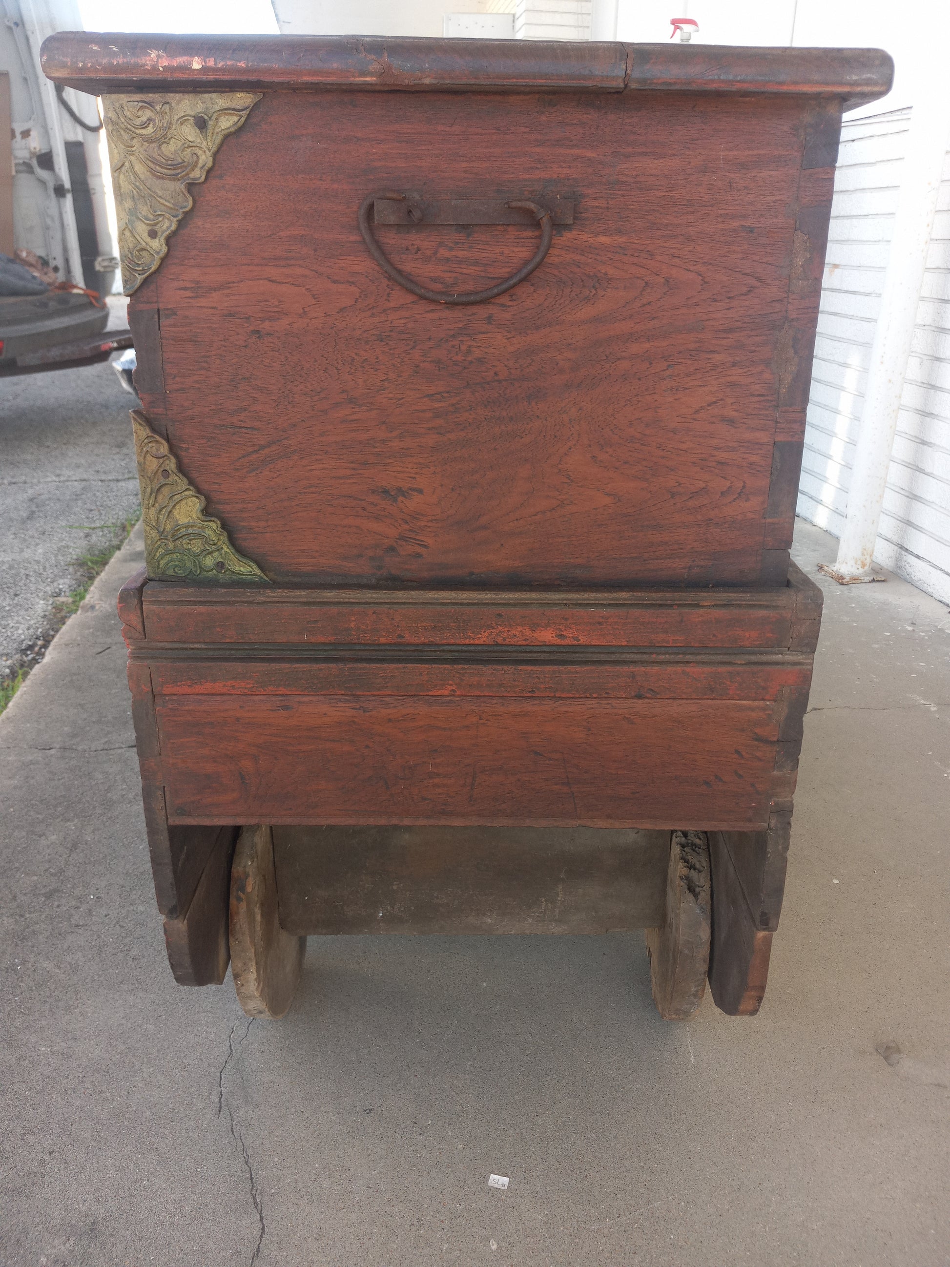 Ornate antique coffer with gilded finish