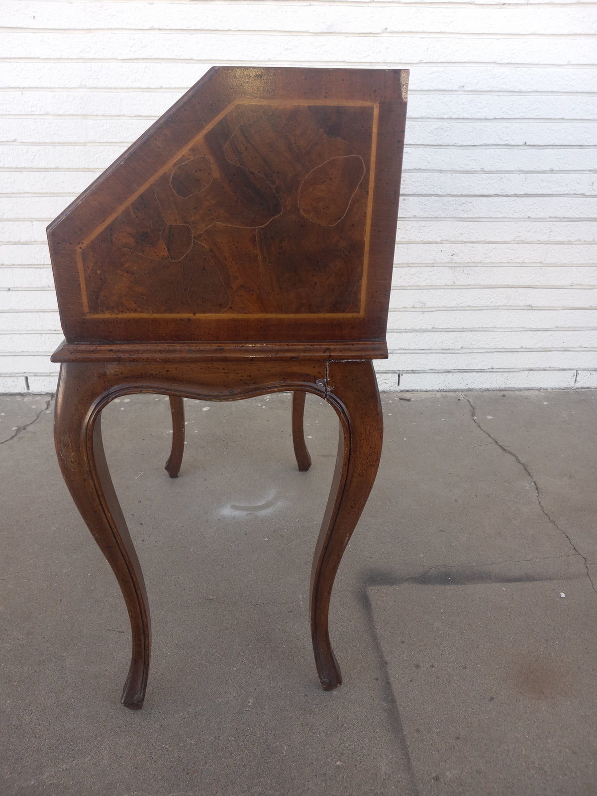French Provincial Burl Walnut w/ Inlay Drop Front Desk