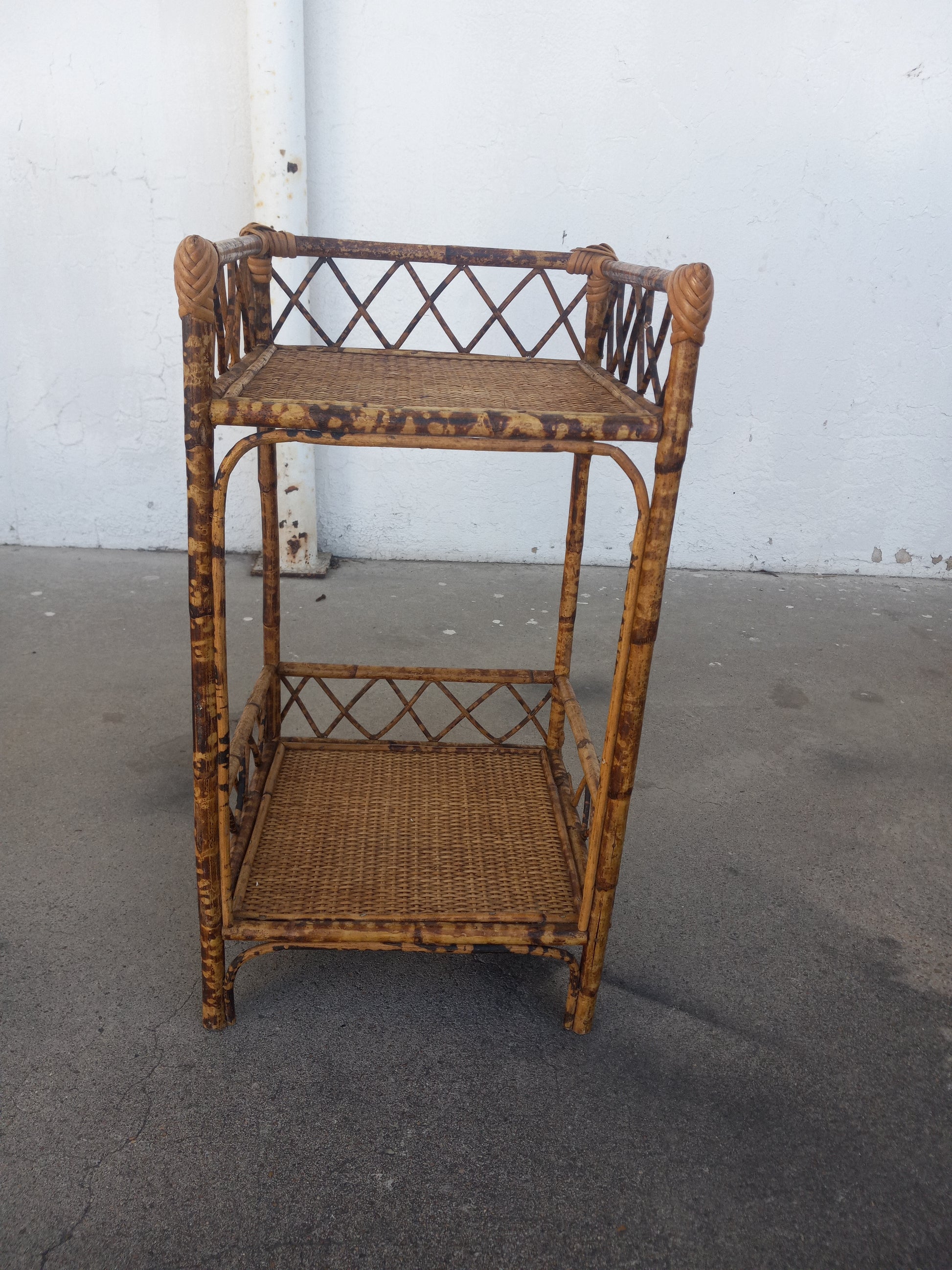 Vintage bamboo side table for living room decor