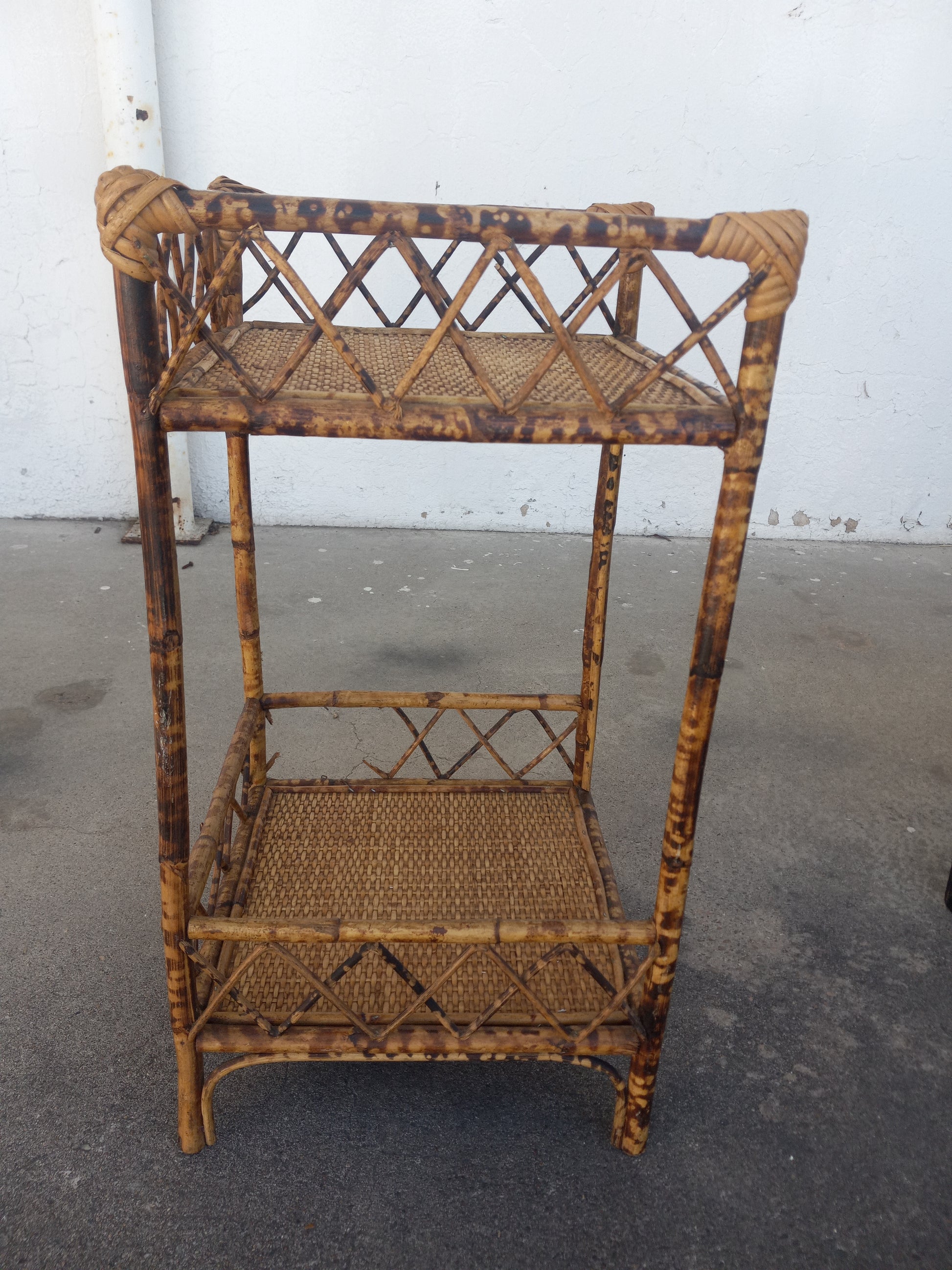 Boho chic bamboo table with rattan elements