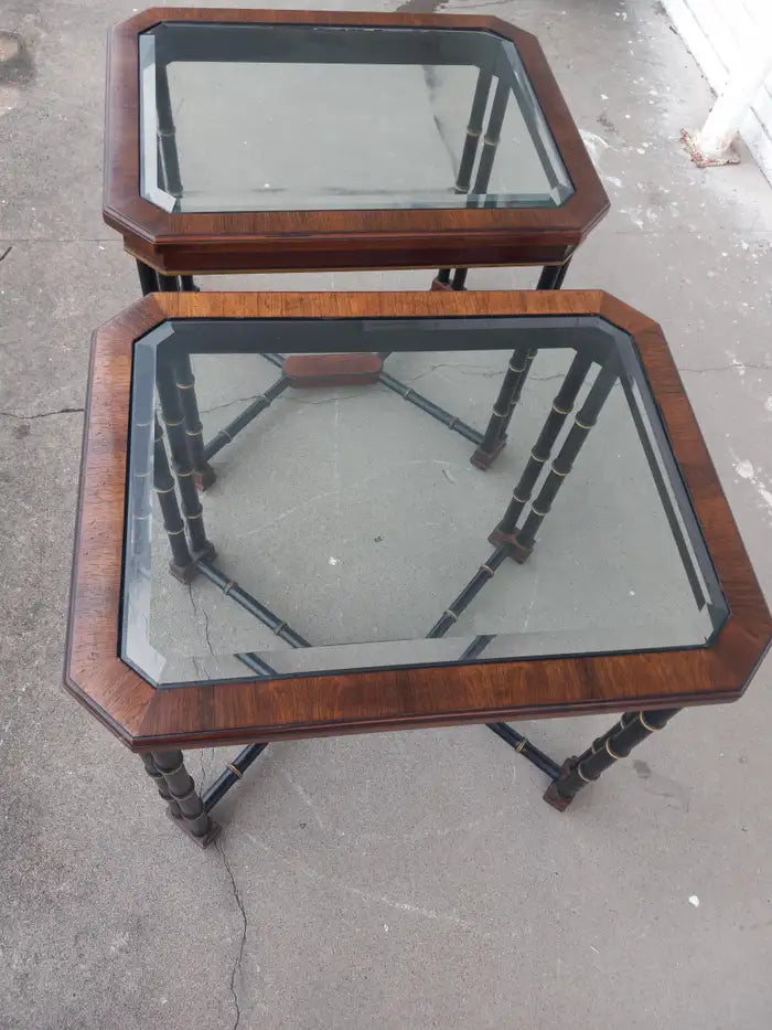 Pair of Faux Bamboo John Widdicomb End Tables