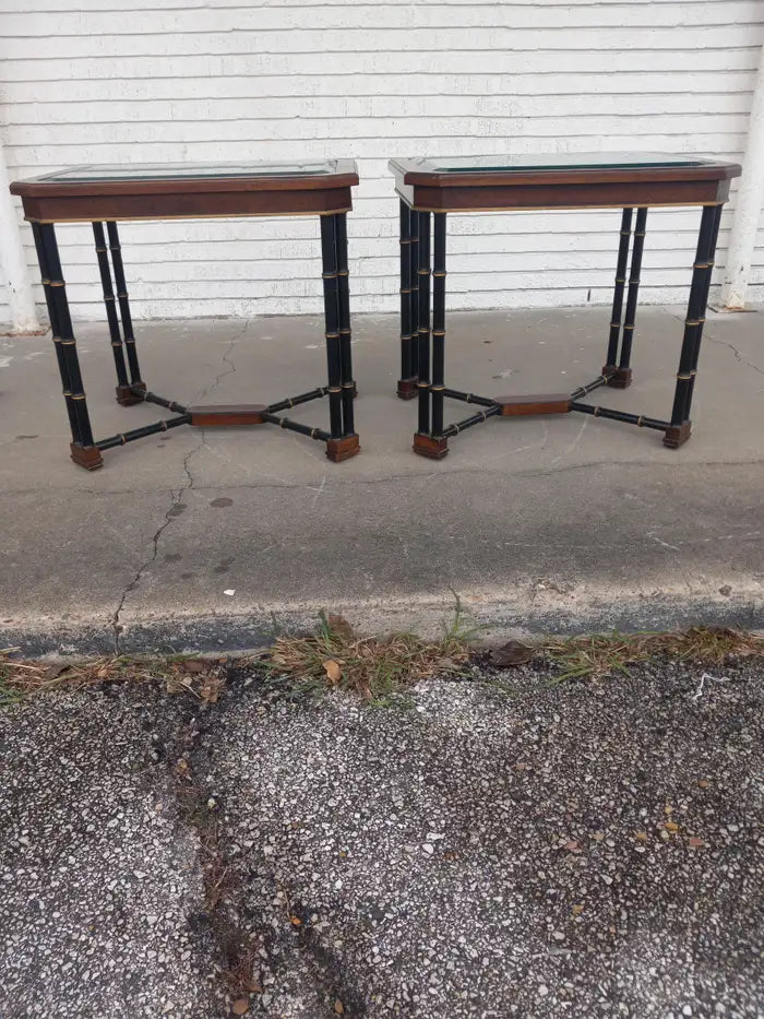 Pair of Faux Bamboo John Widdicomb End Tables
