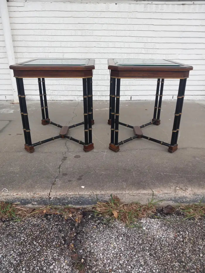 Pair of Faux Bamboo John Widdicomb End Tables