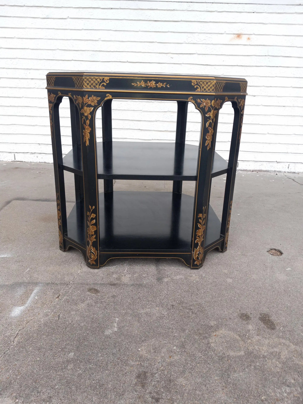 Octagonal 3 Tier Chinoiserie Style End Table