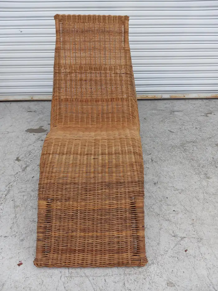 Bohemian mid century modern Karlskrona style Rattan wicker chaise