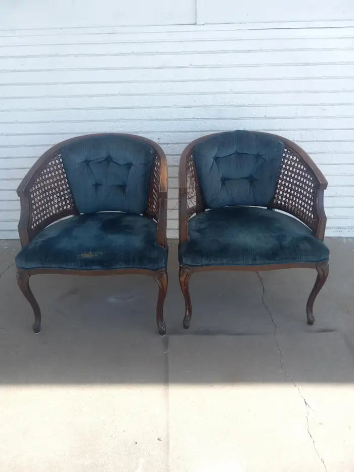 Vintage cane Round back Arm Chairs
