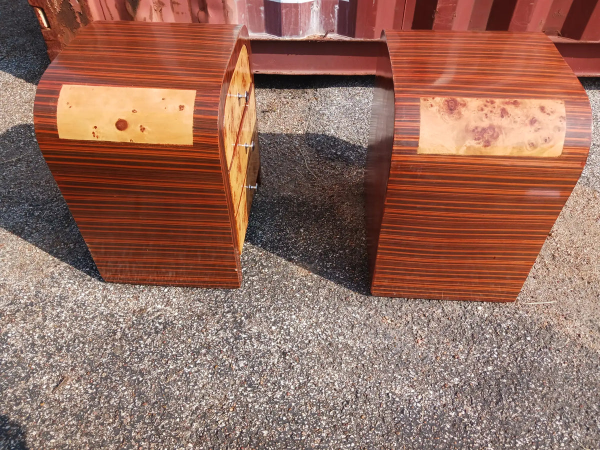 Art Deco Bentwood 3 Drawer Nightstands