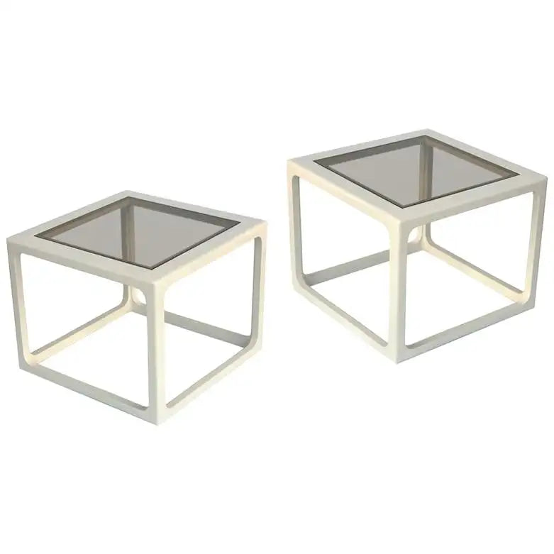 Pair Modern Laquered Side Tables