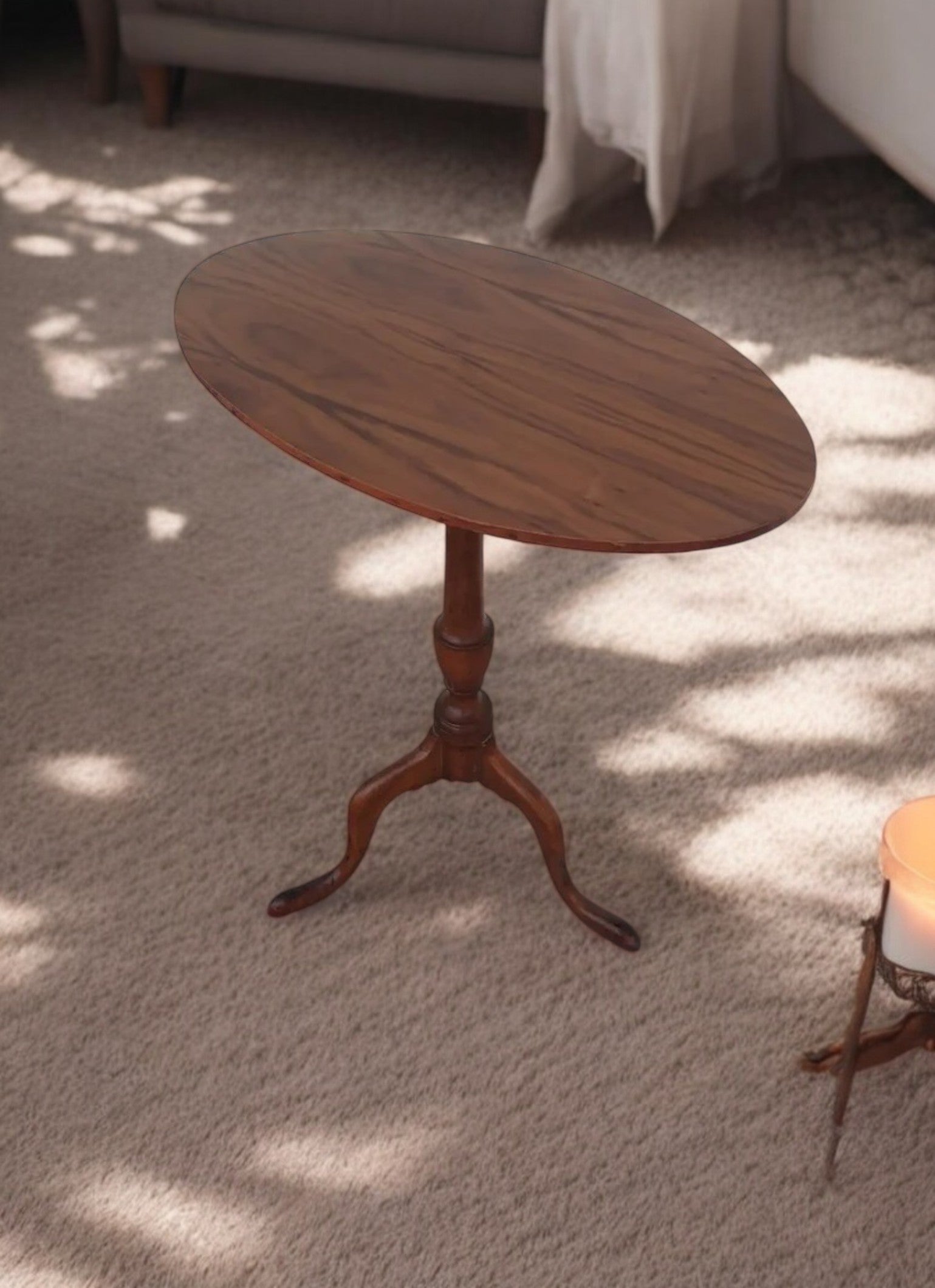 Antique furniture candle table with tilt top