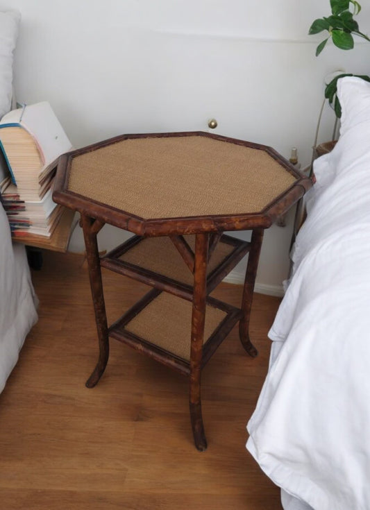 Boho chic octagon-shaped side table with decorative design