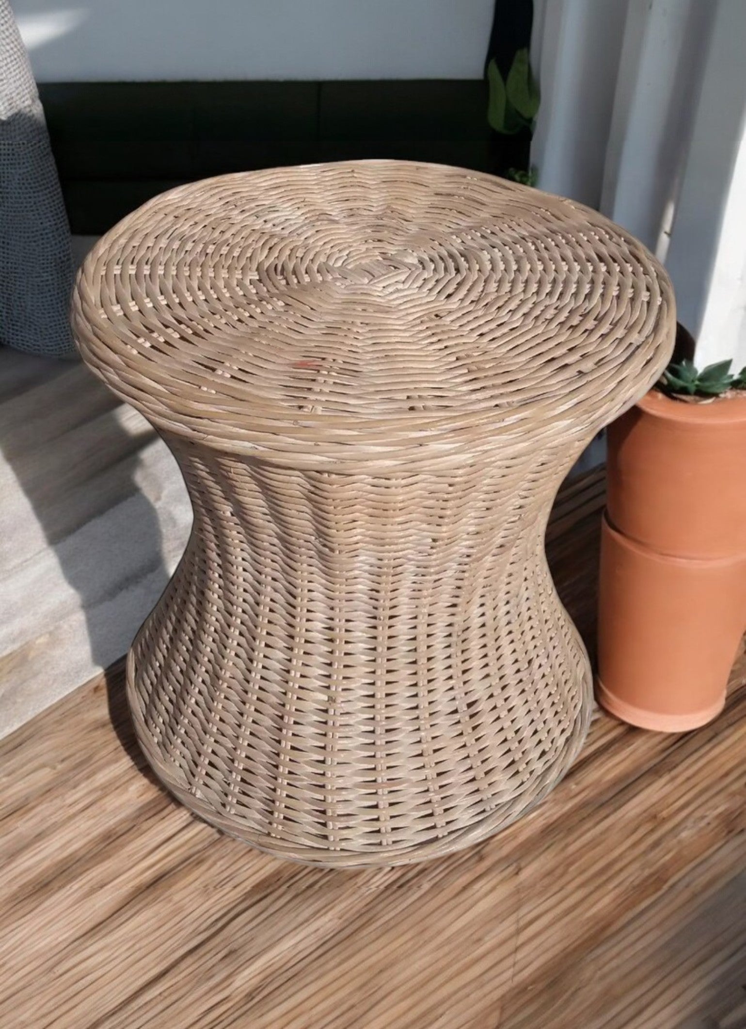 Boho chic rattan and bamboo coffee table