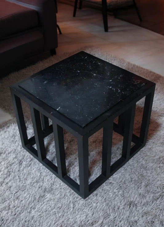 Ebonized Marble Side Table