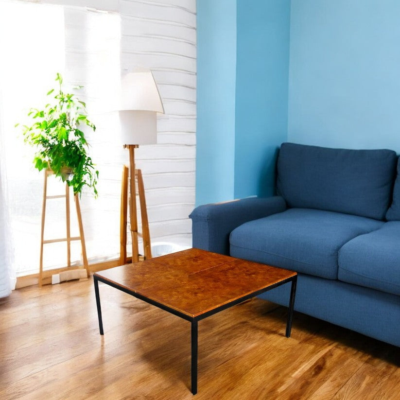 37″ Vintage Burled Top Coffee Table