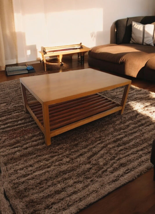Lane Furniture maple coffee table with slatted shelf