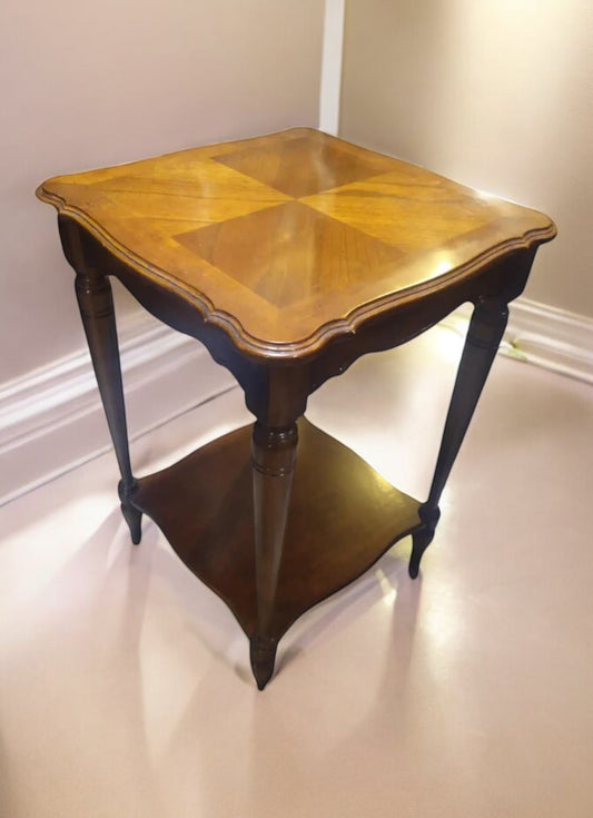 Neoclassical walnut pedestal with shelf