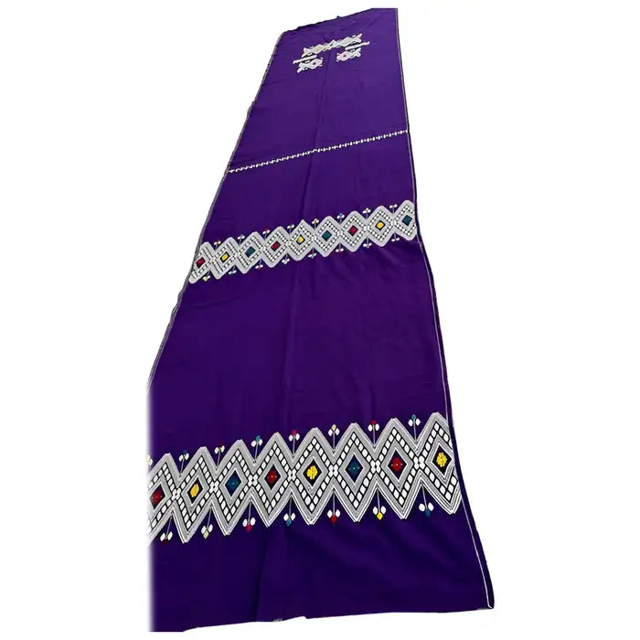 Handmade purple Guatemala fabric rug 12' x 3' – unique design.