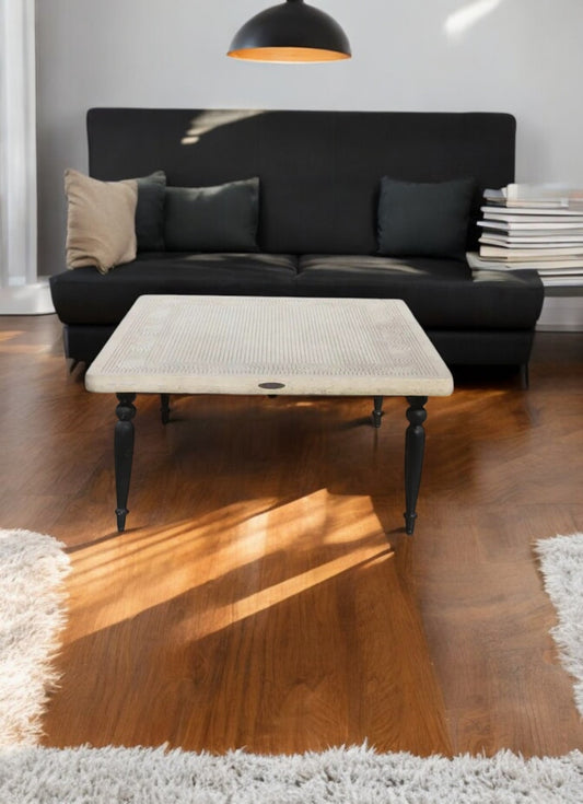 Smith and Hawken outdoor metal table on patio