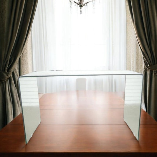 49 inch modern glass desk with metal frame