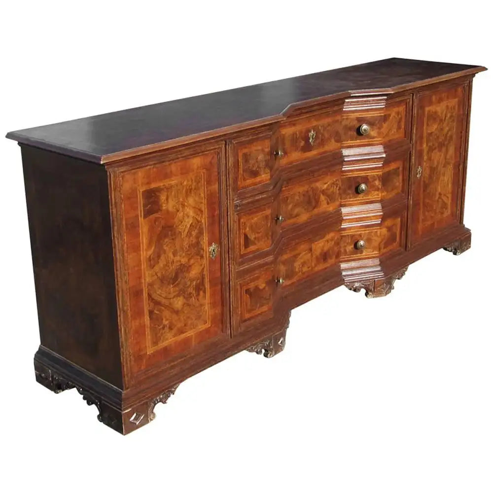 Vintage Solid Wood Italian Desk Secretary Credenza