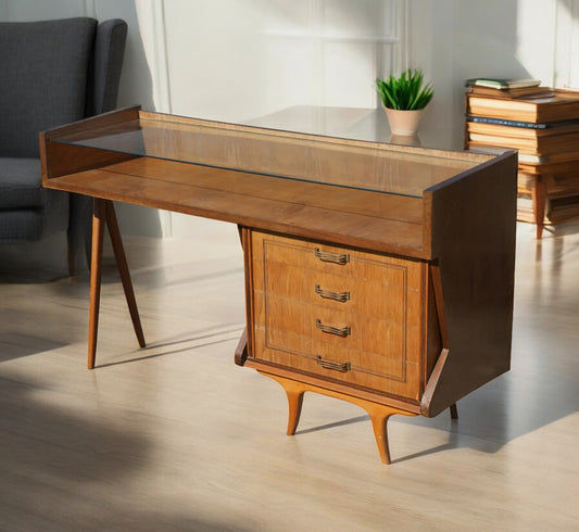 58″ vintage Italian wood display console table cabinet – mid-century sideboard from Metro Retro Furniture
