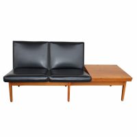 65″ Gunlock Remington Rand bench black vinyl Metro Retro Furniture