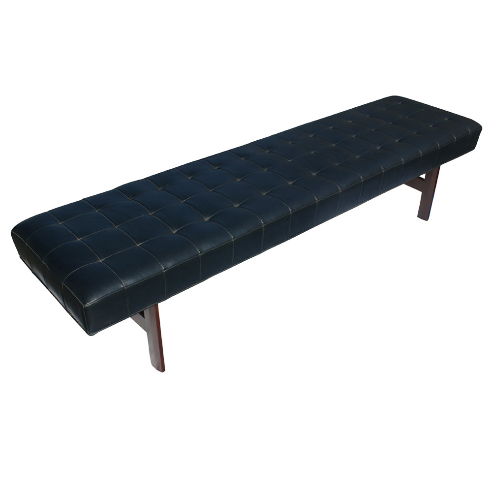 6ft vintage Monarch Furniture tufted bench black vinyl Metro Retro