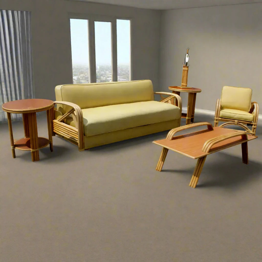 Vintage Paul Frankl Style Bamboo Art Deco Coffee Table
