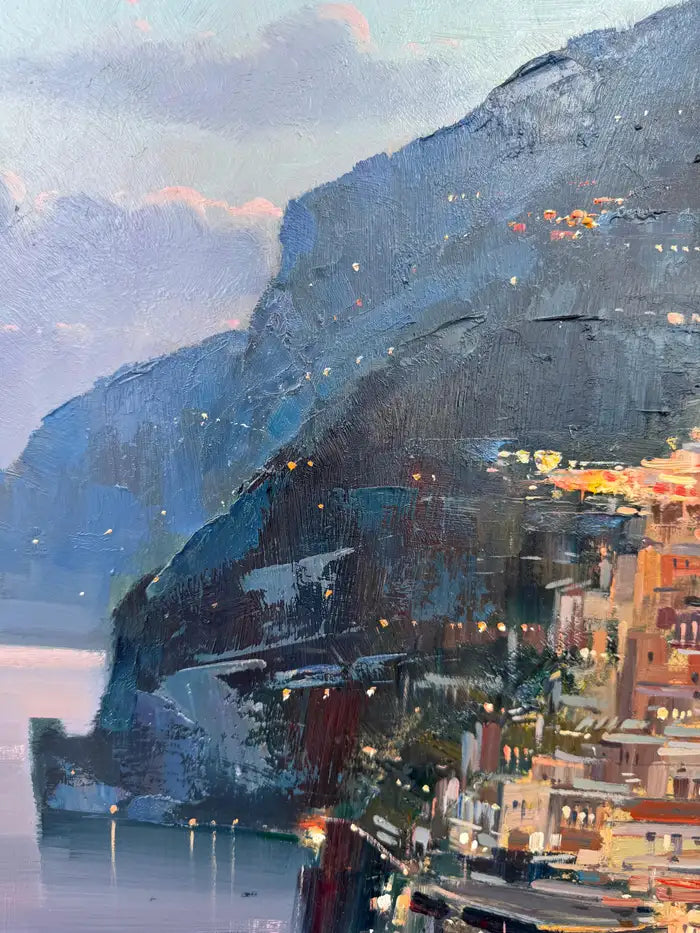 Mediterranean village oil painting Amalfi Coast artwork